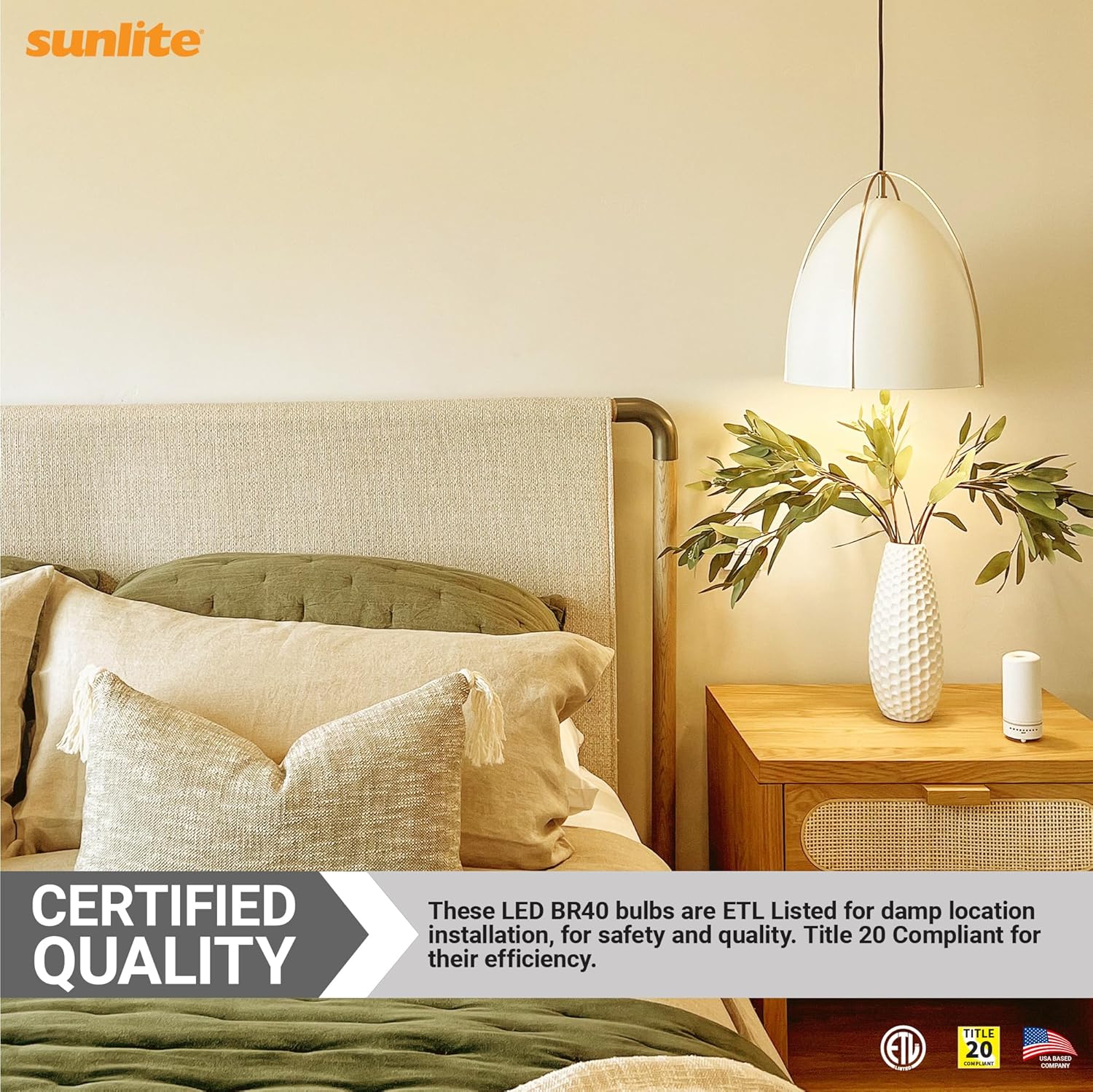 Sunlite 81488 LED BR40 Reflector Light Bulb, 12 Watts (85 Watt Equivalent), 120V, 1150 Lumens, Medium E26 Base, 90 CRI, Dimmable, Title-20 Compliant, ETL Listed, 6 Pack, 3000K Warm White