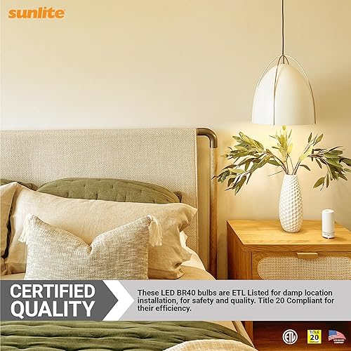 Miniatura 6 de Sunlite 81488 Bombilla LED BR40 reflectora, 12 vatios (equivalente a 85 vatios), 120 V, 1150 lúmenes, base E26 media, 90 CRI, regulable, compatible