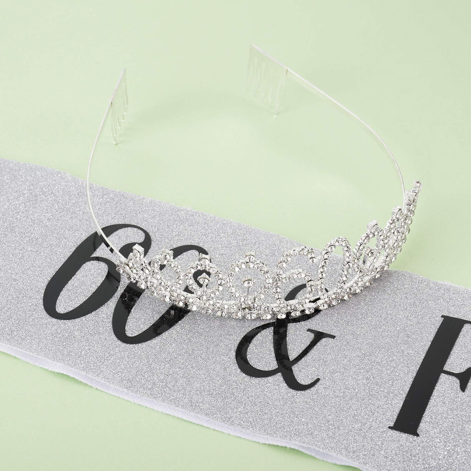 GVEYIQK 60 Compleanno Corona e Fascia, Happy 60 anni Donna Strass Corona Diadema e Fascia, per Accessori Decorativi per Feste per Ragazze