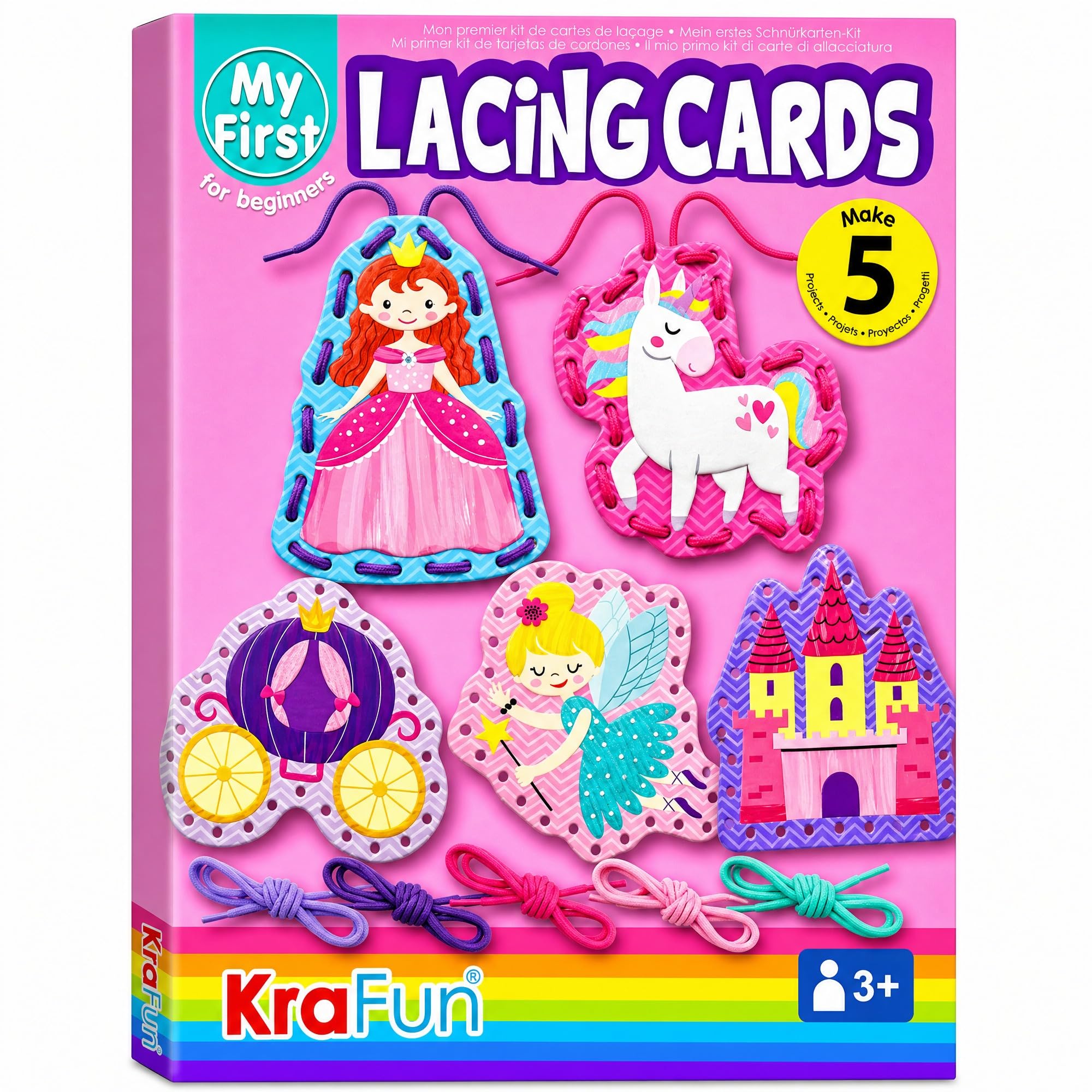 KRAFUN Princess &amp; Castle Lacing Cards Age 3+ | 5 Projects