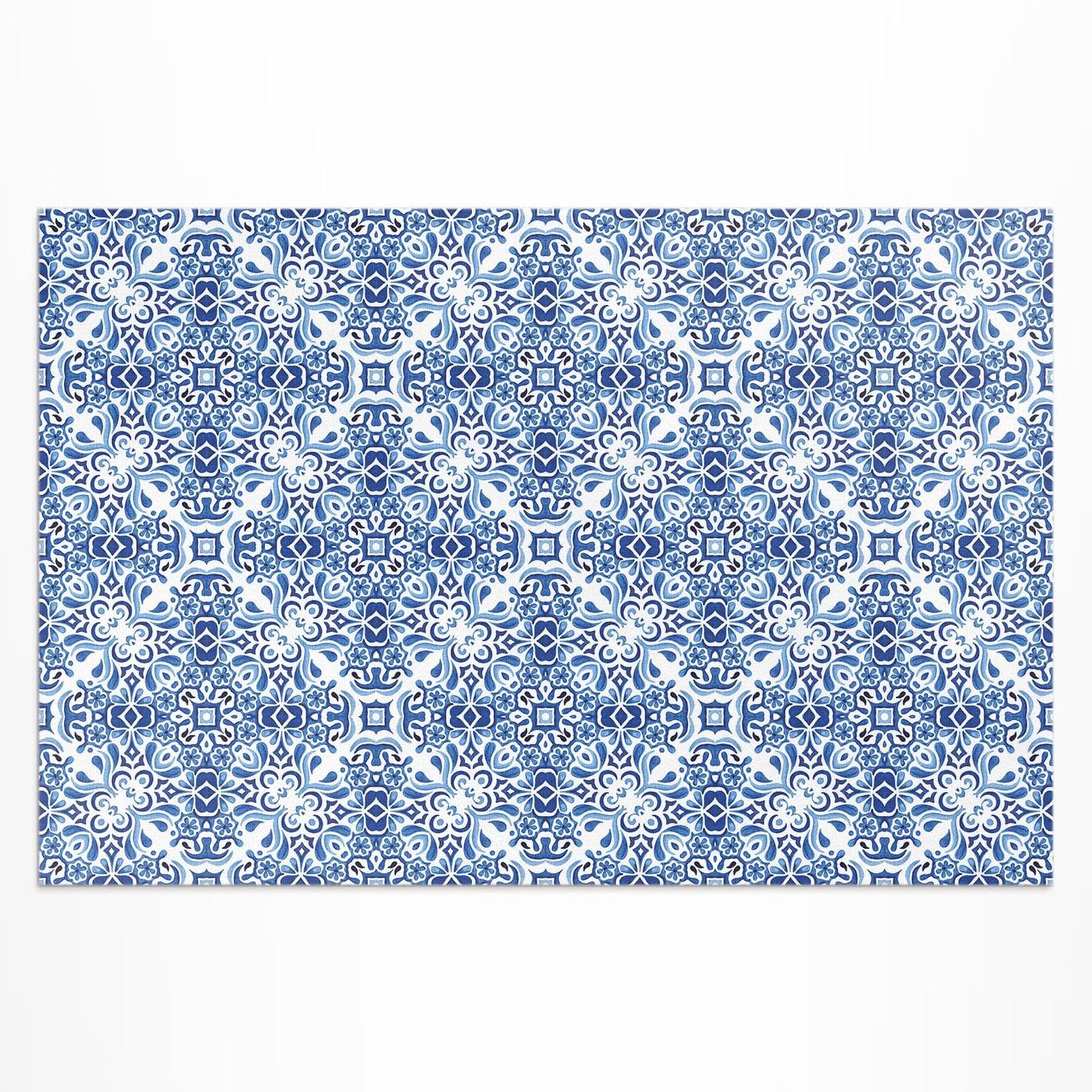 Tapis de sol vinyle 140x210 cm imperméable au motif portugais pour balcon et terrasse