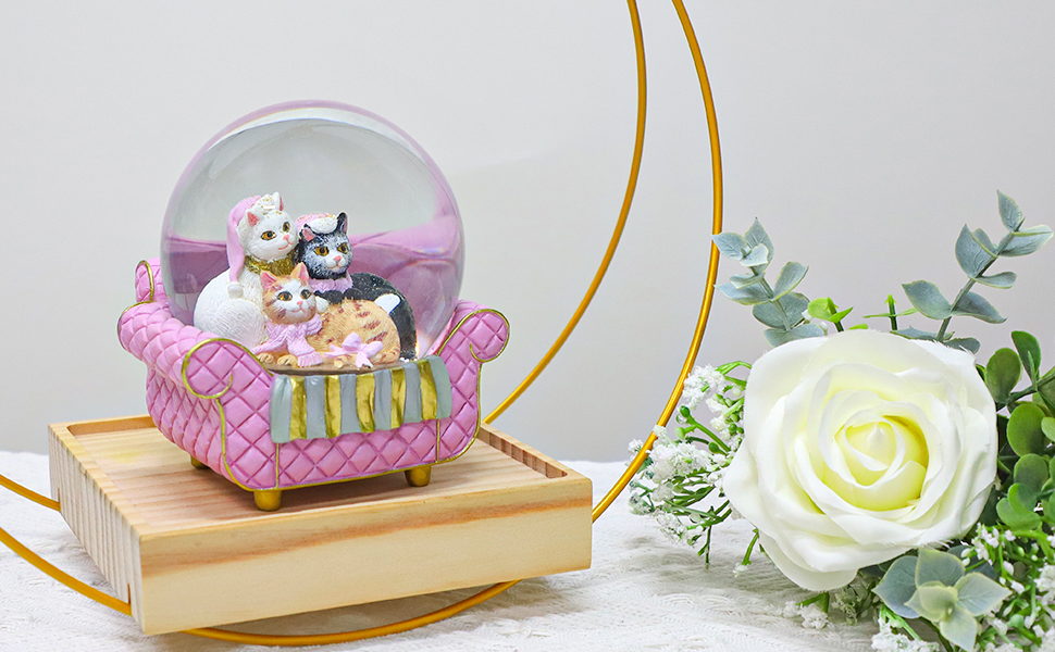Amazon.com: Pink Cat Snow Globes for Girls, Glitter Glass