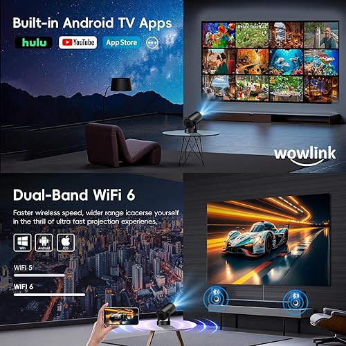 Miniatura 3 de Aplicaciones integradas y actualizadas en 2025 Mini proyector con WiFi 6 y Bluetooth 5.4 compatible con 4K 1080P Auto Keystone Proyector ajustable