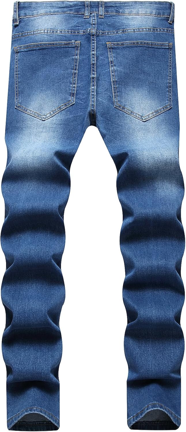 Men's Slim Fit Stretch Jeans Ripped Skinny Distressed Fashion Comfort Flex Waist Pants - Image 2