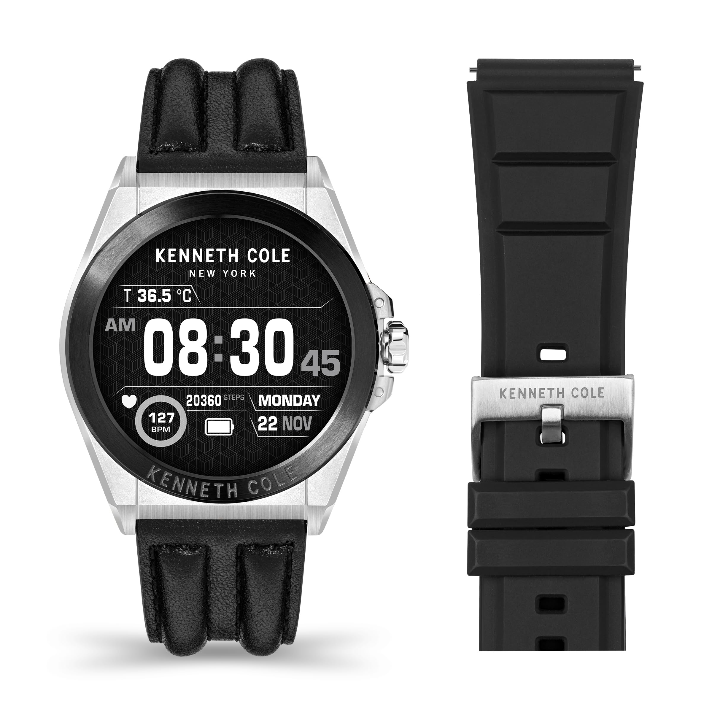 Kenneth Cole Watch New York, Wellness 2.0 Smartwatch, Health Monitoring, Reminders, Advanced Sensor, Sport Modes, Long Battery, Water Resistant,