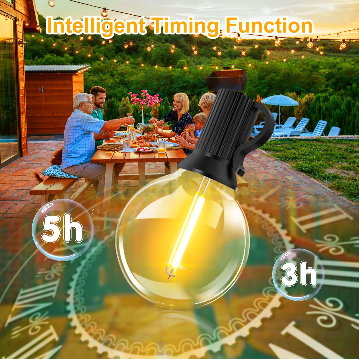 Catena Luminosa Esterno - 30m 37+2 G40 LED Lampadine Luci da Esterno Giardino IP44 Impermeabile Infrangibile Catene Luminose Esterni Decorative per Terrazzo Partito Balcone (30m 37+2 con Dimmer)