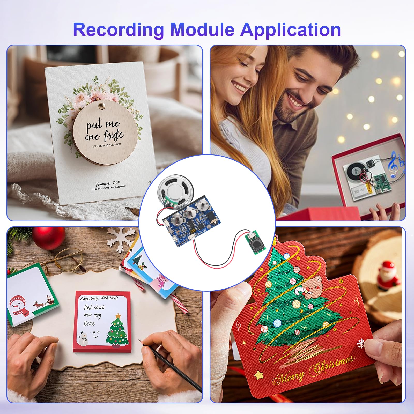 Module Enregistrement Vocal Enregistrable avec Clavier, Microphone et Bouton de Lecture pour Cartes de vœux