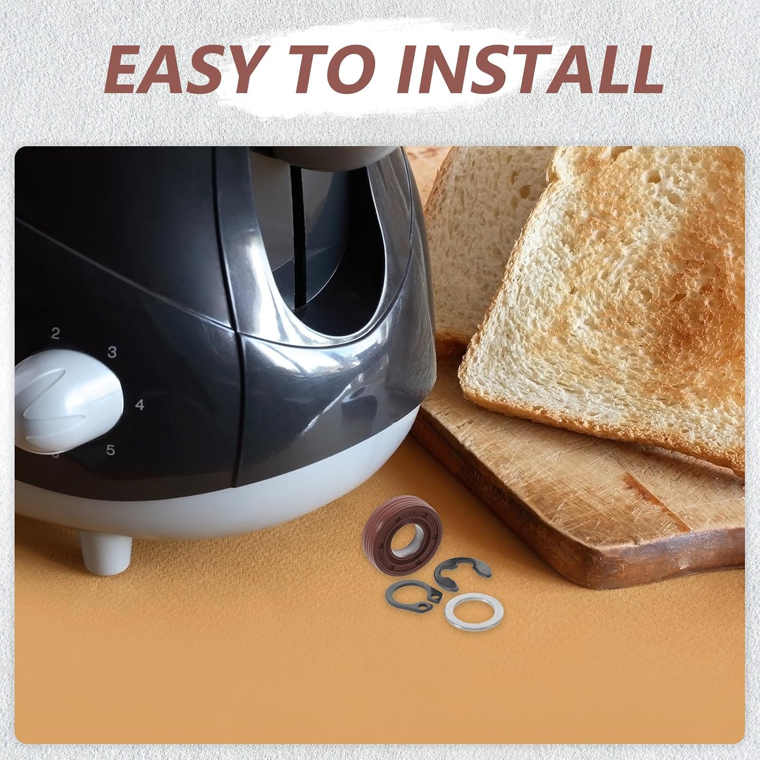 Bread Machine Shaft Seal Kit with Washer and E-clip, Stainless Steel