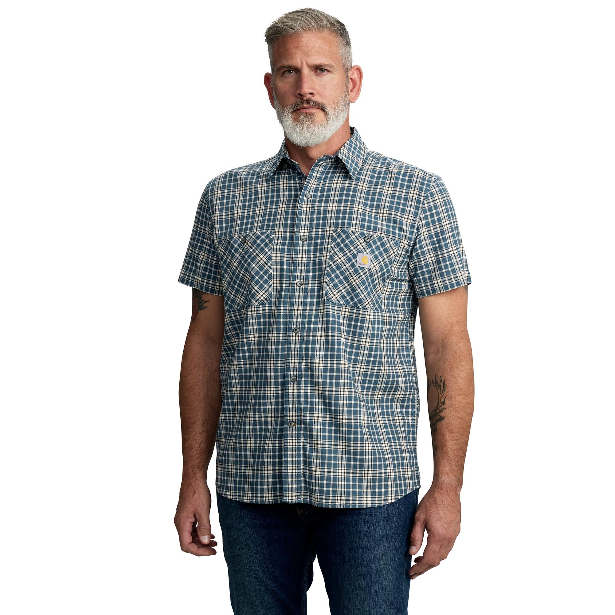 Carhartt Men's 106745 Rugged Flex™ Relaxed Fit Lightweight Short-Slee, Storm Blue, XXL