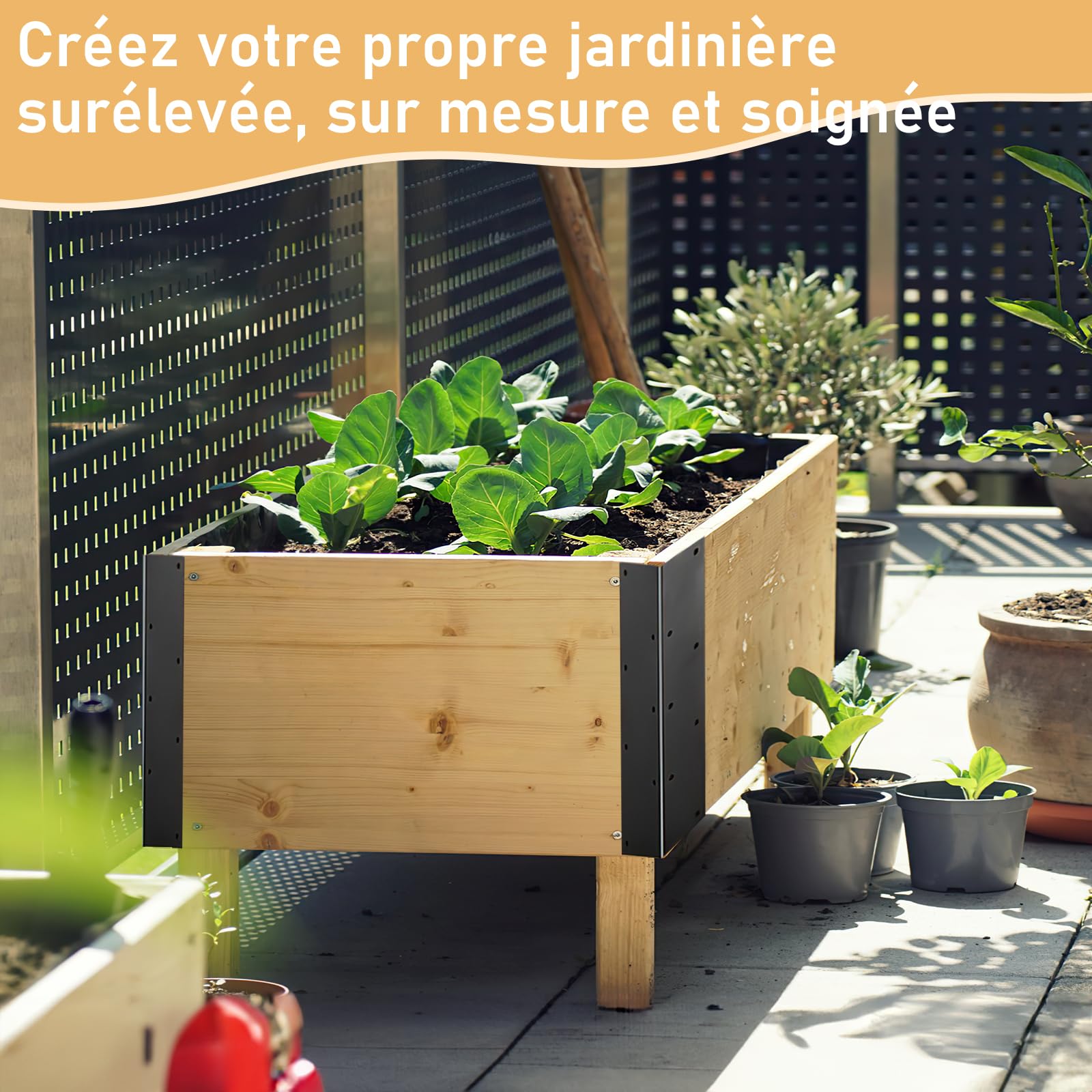 Lot de 8 Supports d'angle en Métal pour Parterre de Jardin Surélevé