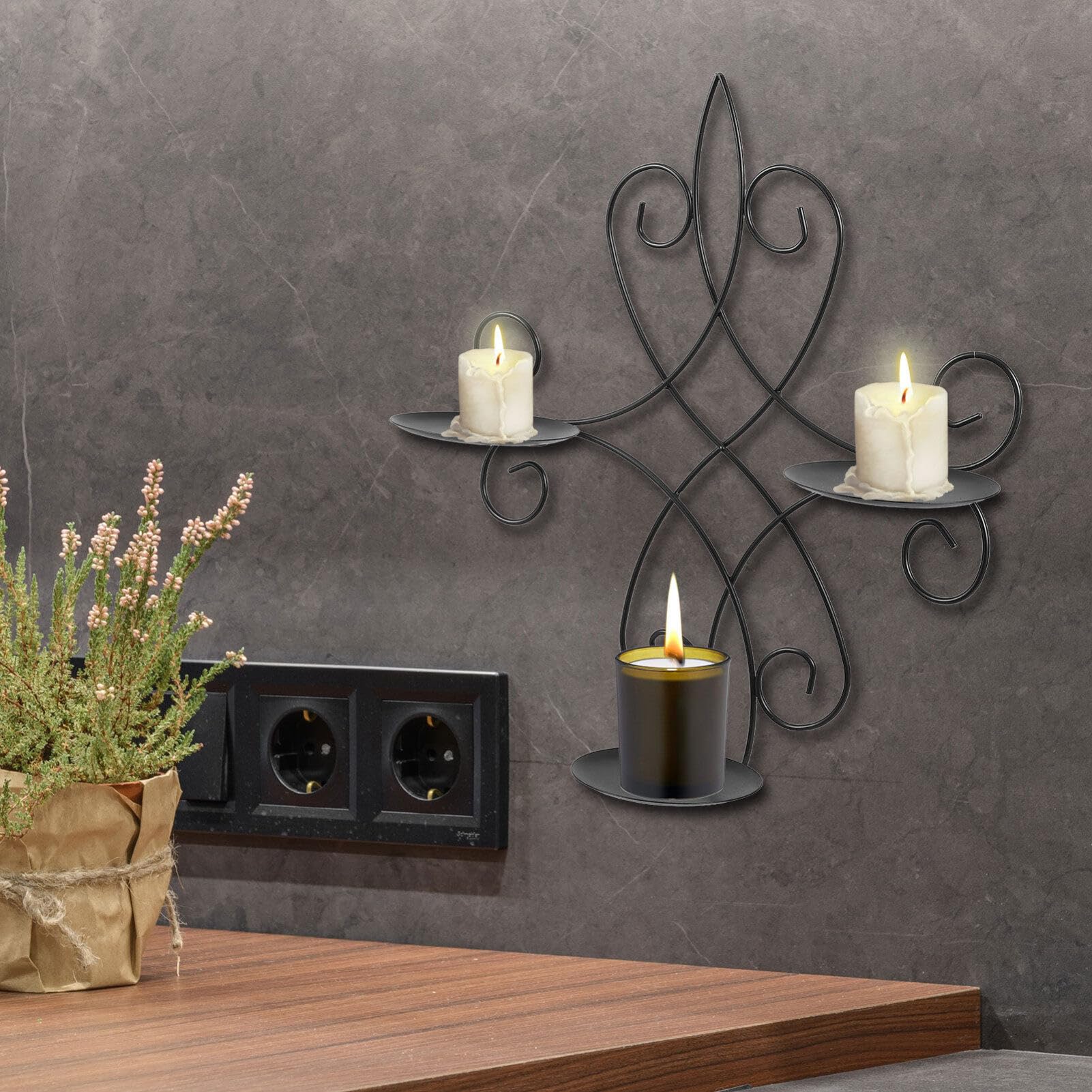 アイアン壁飾り 壁掛け 燭台 ビンテージ