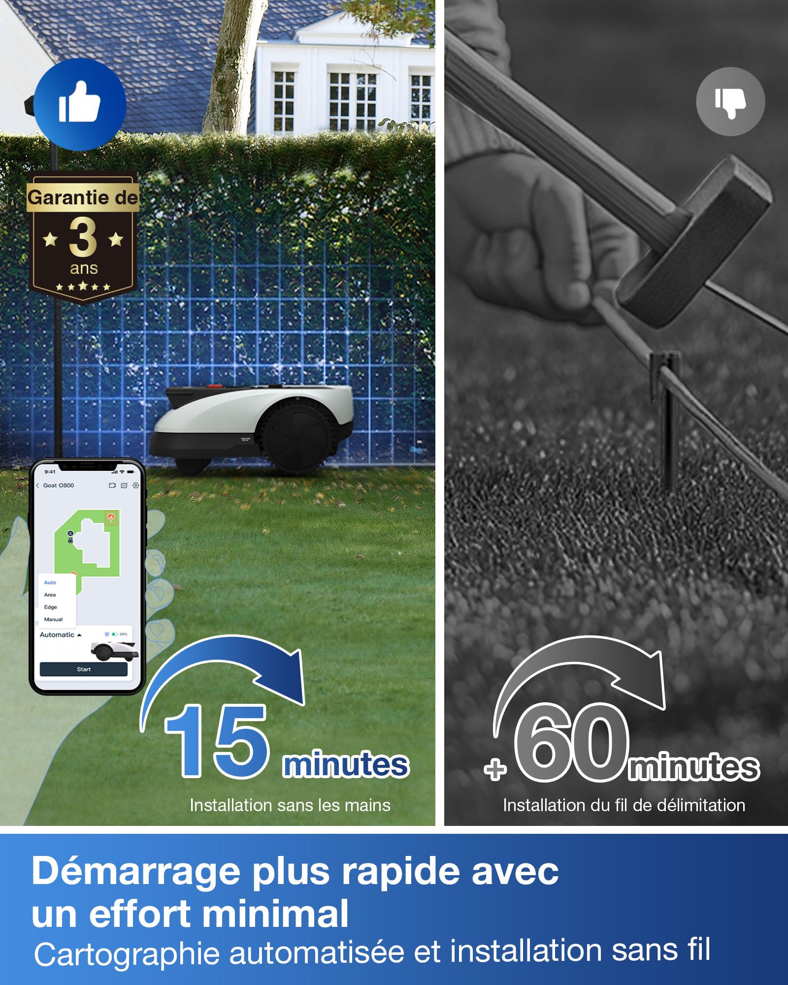 ECOVACS Goat O800 RTK Care Kit Robot Tondeuse sans Fil périphérique 800 m² — vue 3
