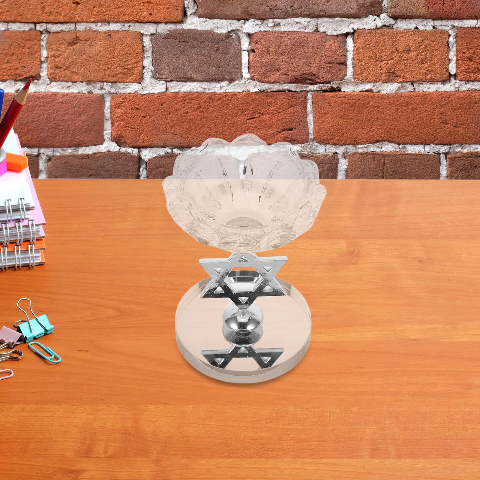 Kichvoe Portavelas Estrella de David, candelabro Menorá judío para Janucá, Elegante decoración de Mesa para Janucá, Detalle Festivo para familias judías, Plateado