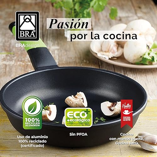 Miniatura 5 de BRA Prior - Sartén de aluminio fundido con revestimiento antiadherente clásico de teflón, 11.0 in, color negro