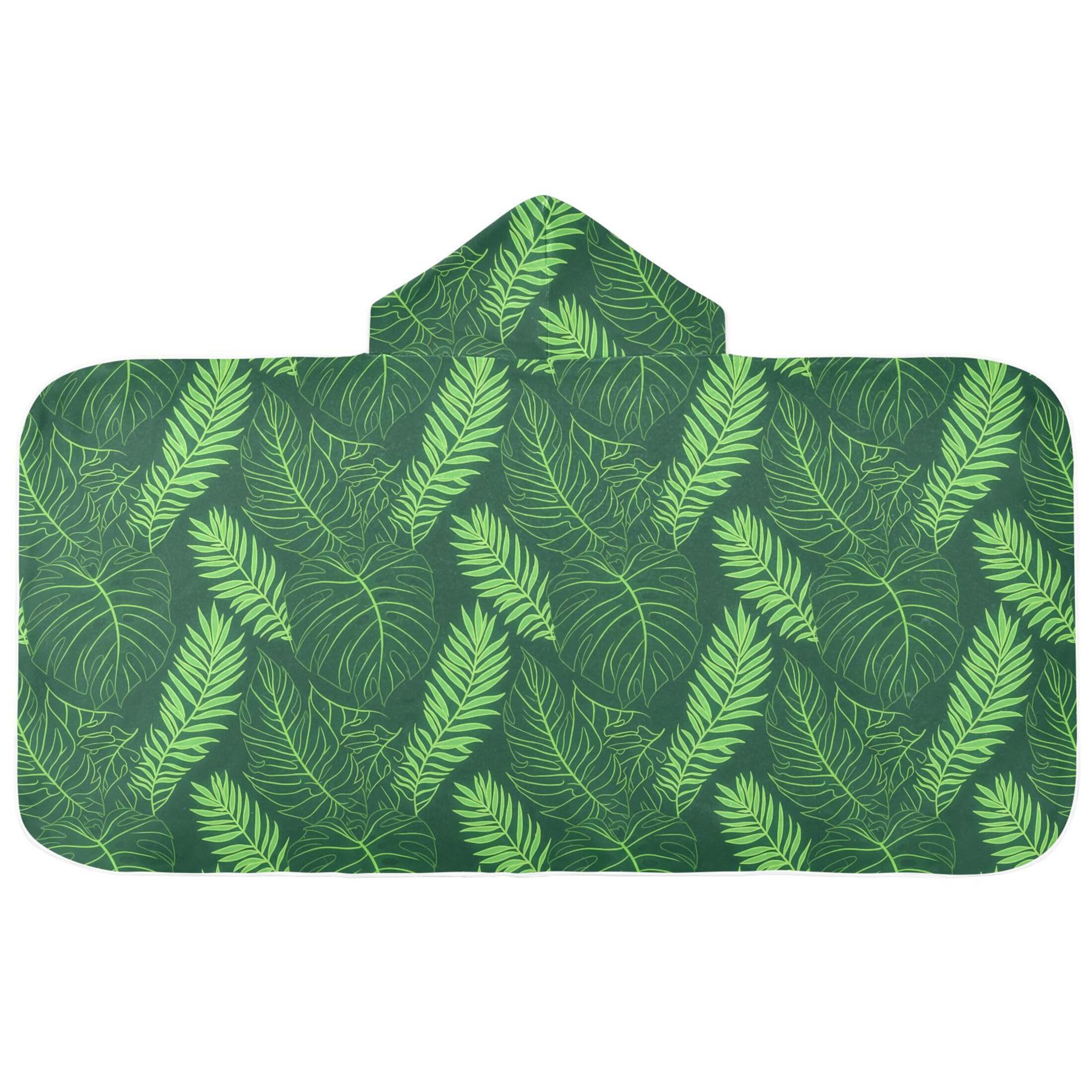 Fuauuyl Green Leaves Hooded Baby Bath Towel Soft & Breathable Towel for Newborns Infants Toddlers, Nursery Essential