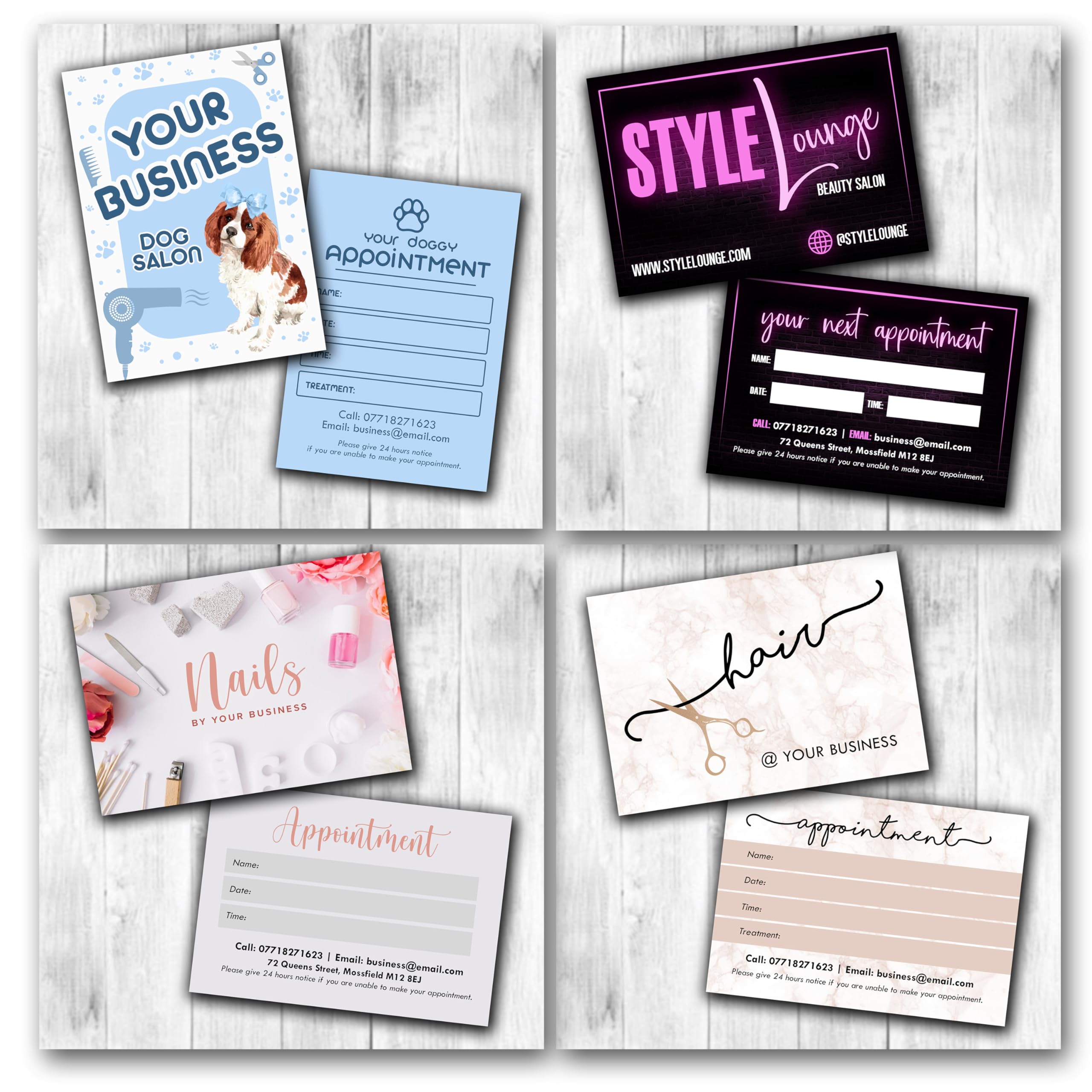 Appointment Cards Personalised Business Dog Beauty Nails Tattoo Dentist Barber Hairdresser