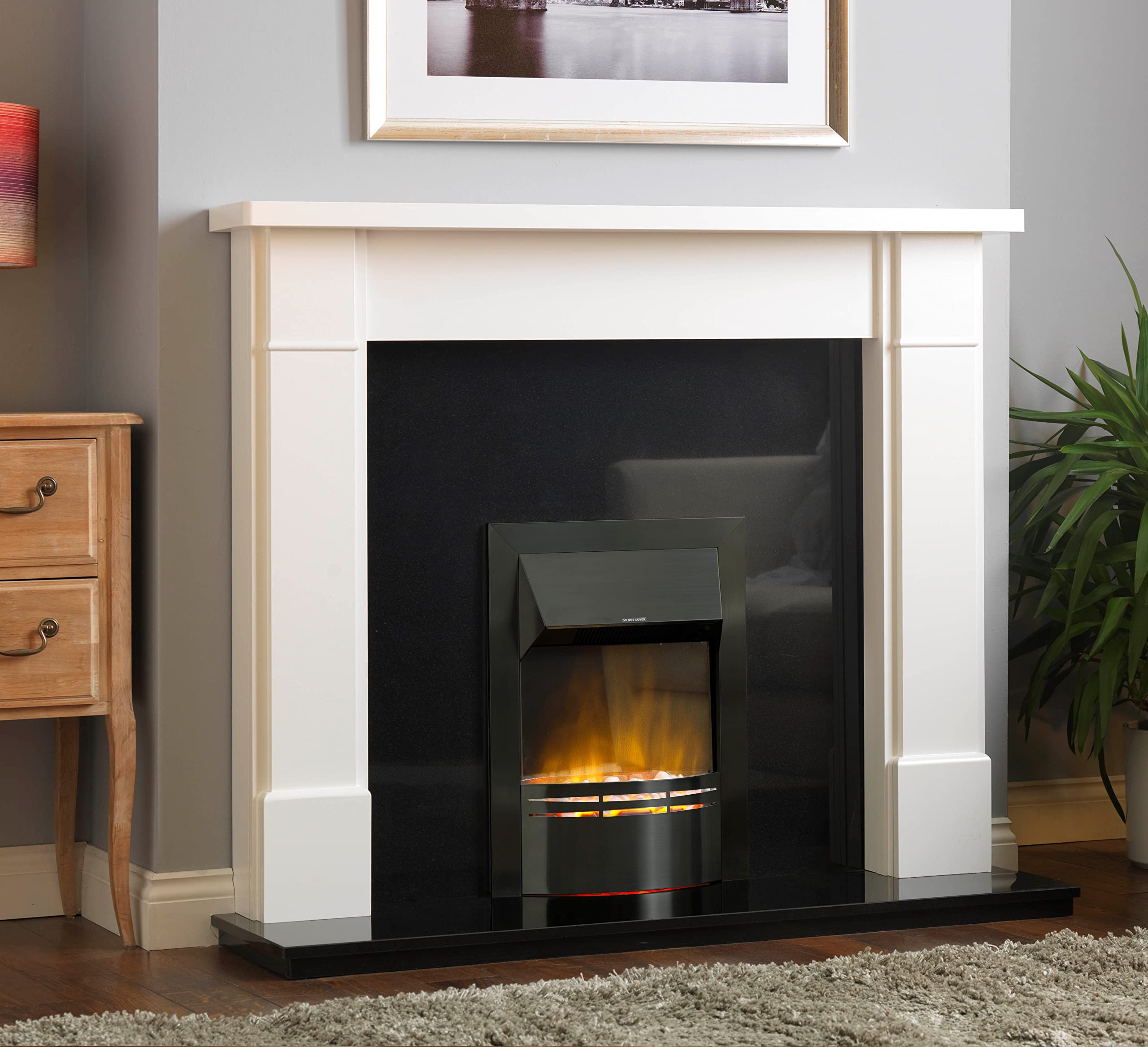 Dimplex DKT20BL Dakota Black Optiflame Inset Electric Fire, Modern Matt  Black Electric Flame, White Pebble Fuel Bed, 2kW Adjustable Fan Heater with  Thermostat, Inset Depth 7cm, 61.5 x 46.3 x 16 : Amazon.co.uk: DIY u0026 Tools