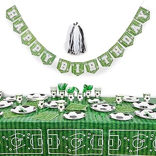Soccer Birthday Party Pack, Dinnerware Set and Banner (Serves 24, 171 Pieces)