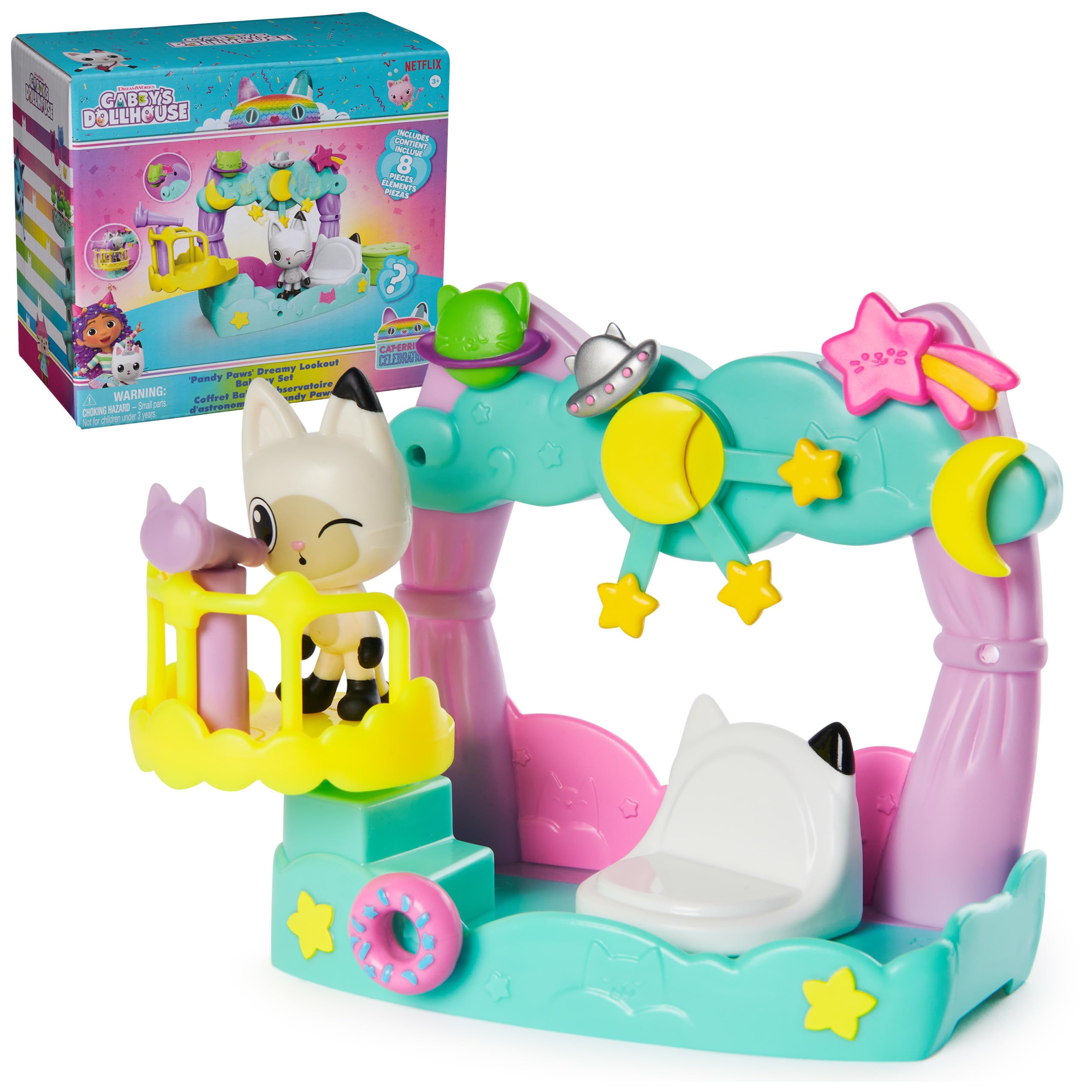 Gabby's DollhousePandy Paws Dreamy Balcony Playset, 8-Pieces with Toy Figures, Doll’s House Accessories and Sensory Play, Kids’ Toys for Girls and Boys 3+