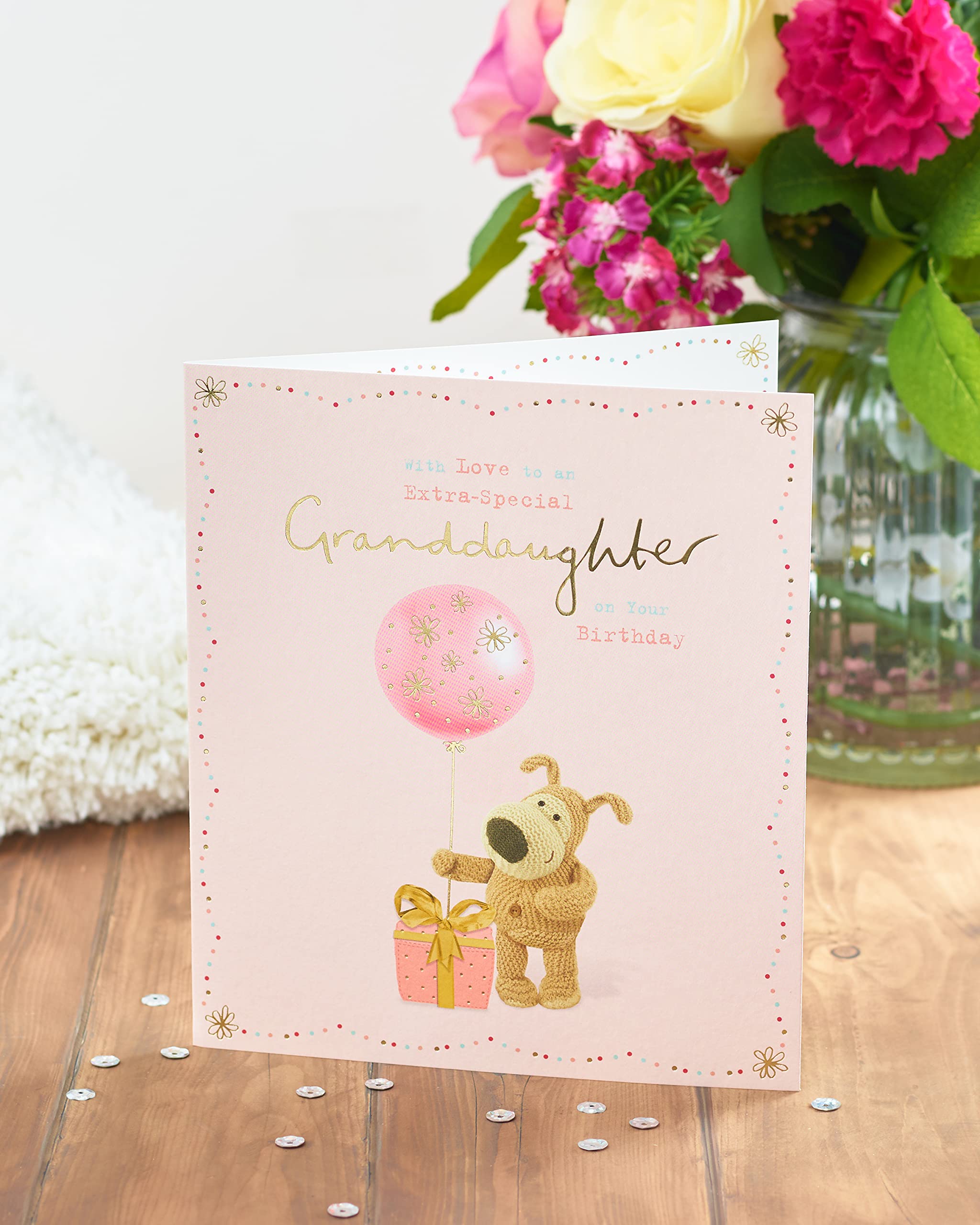 Boofle Biglietto Di Natale Per Nipote Con Design Carino E Dettagli Oro - Cartolina 15,9x18,4 Cm Con Busta, Messaggio In Inglese, Carta FSC
