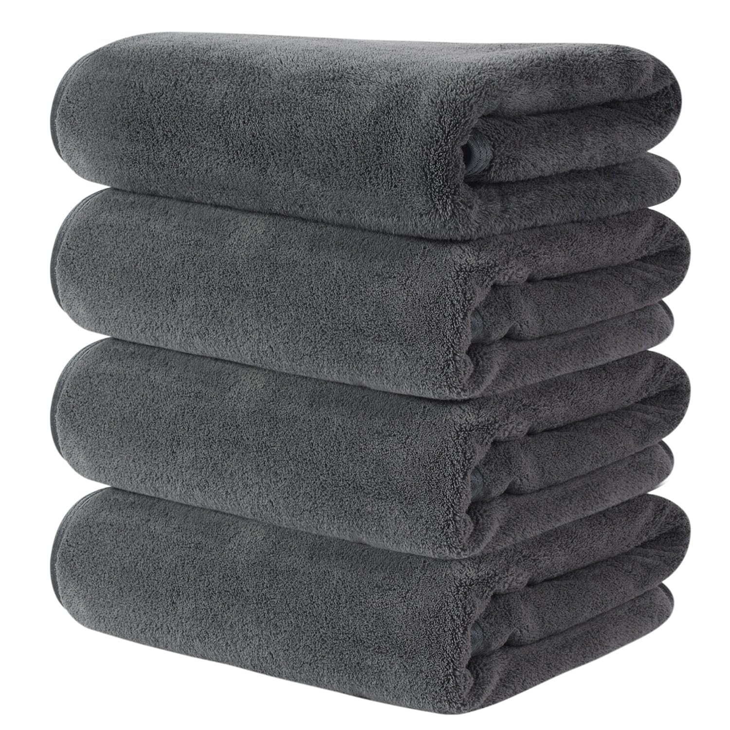 KinHwa Pack of 4 Hair Towels, Microfibre Hair Towels, Fluffy Microfibre Towels, Microfibre Towels for Hair, Soft and Absorbent, 50 x 100 cm, Dark Grey