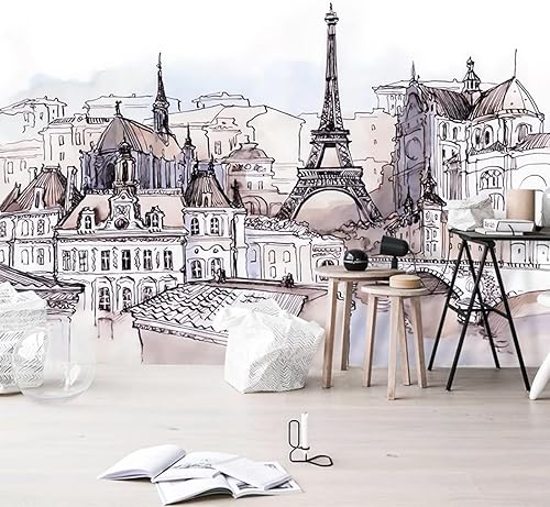 Miniatura 2 de Mural de pared abstracto pintado a mano, papel tapiz autoadhesivo 3D de paisaje urbano, adhesivo extraíble, decoración del hogar, fondo de