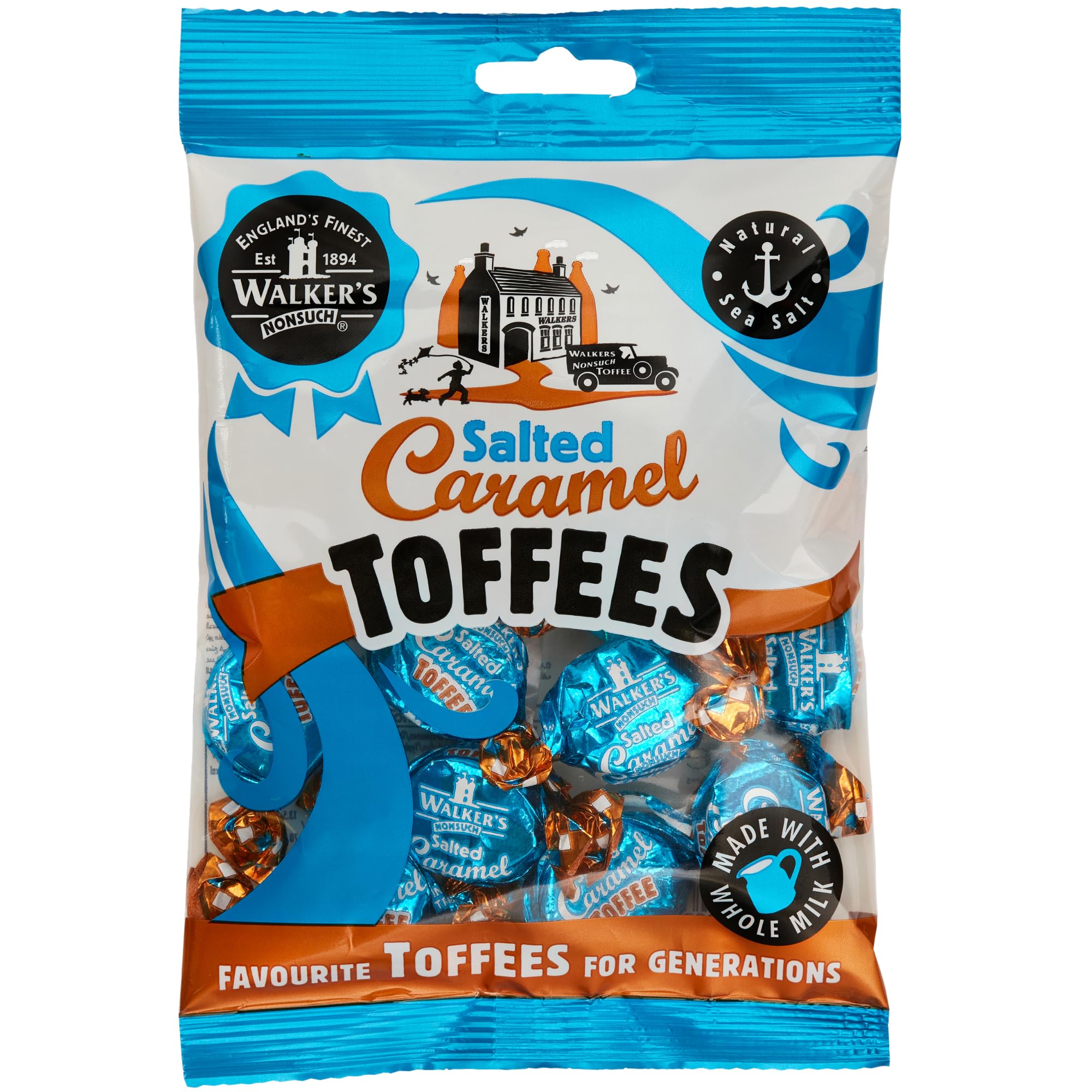 Walkers' NonsuchSalted Caramel Toffees | with Butter & Whole Milk | Imported from the UK | Traditional British Candy | Individually Twist Wrapped Toffee | 5.29 Oz (150g)