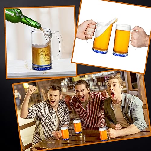 Vista 6 de Libbey - Juego de 12 tazas de cerveza Libbey, 12 onzas, cristalería para padrinos de boda, color azul En blanco – Azul