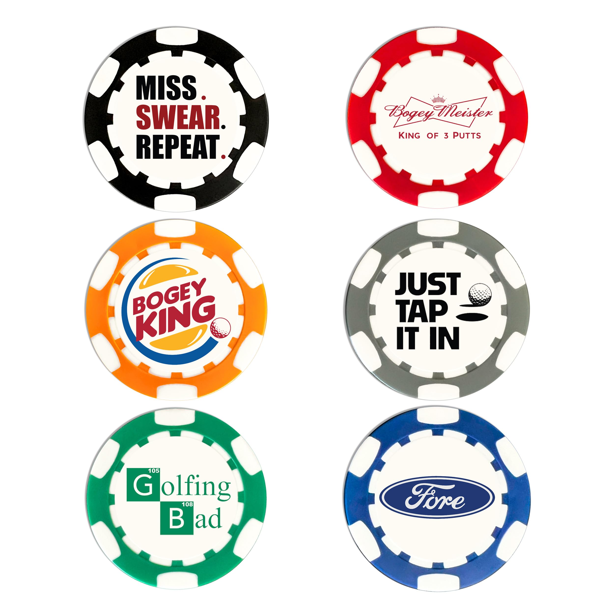 Golf Ball Marker Poker Chips | 6 pack | Choose Your Golf Gift Set | Golf Marker Mens Gifts | Funny Golf Gifts | Funny Golf Accessories for Men | Womens Golf Accessories