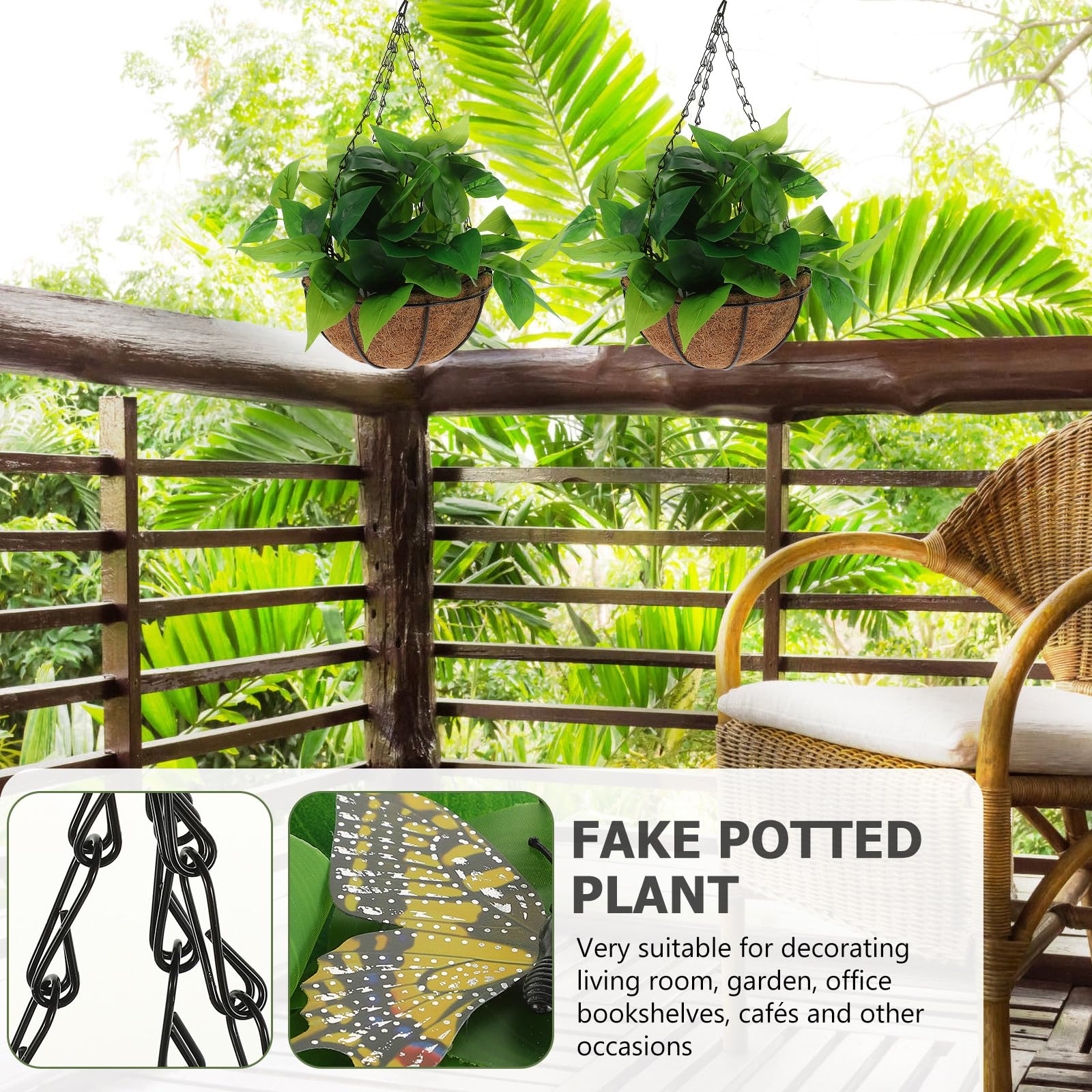 Tofficu Epipremnum Aureum Artificiale Sospeso con Cesto in Fibra di Cocco, Pianta Finta Decorativa per Casa e Ufficio, Ornamento Vegetale per Interni, Piante Artificiali Sospese