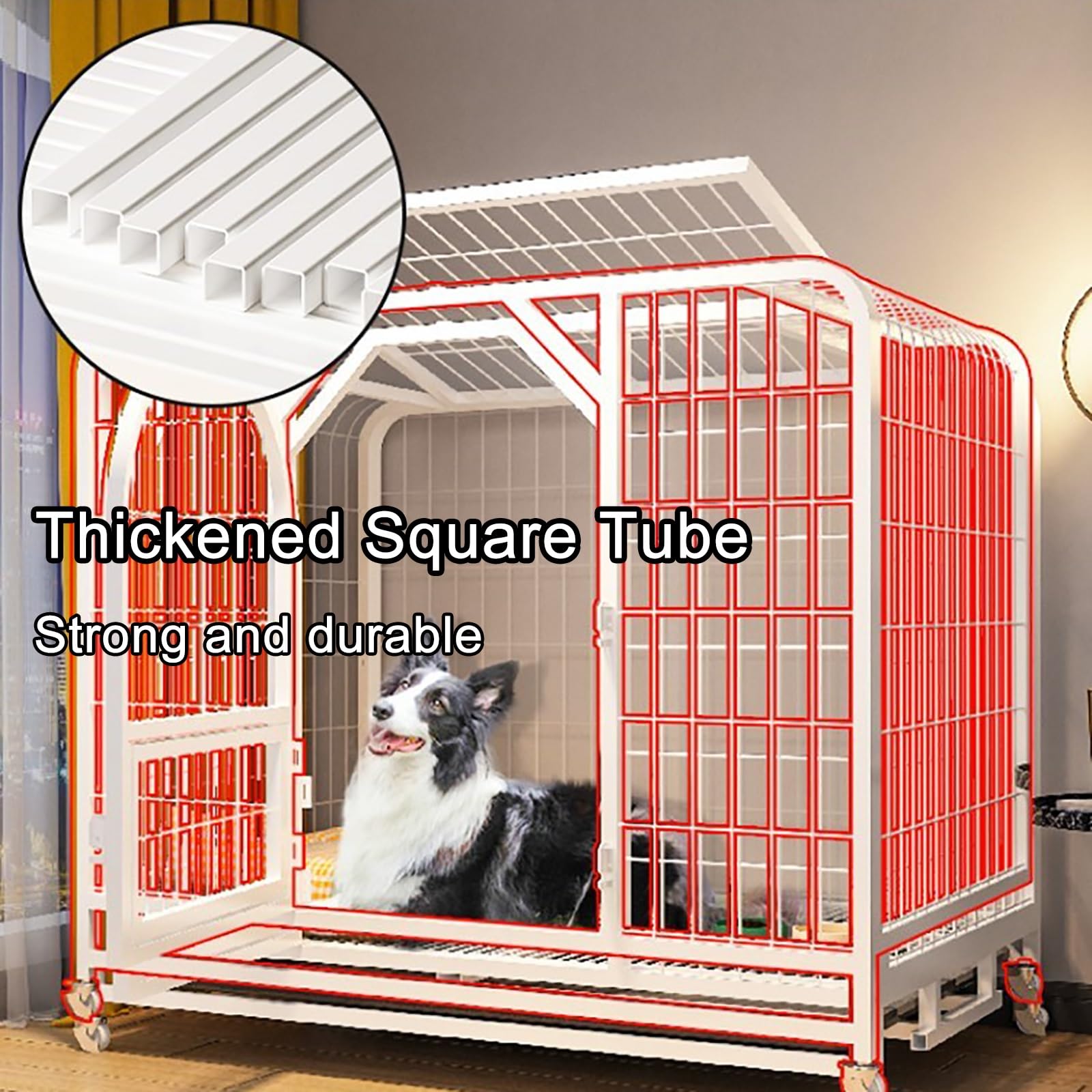 Robuste Hundebox mit Rollen und Fluchtsperre für kleine bis große Haustiere, ideal für den Innen- und Außenbereich