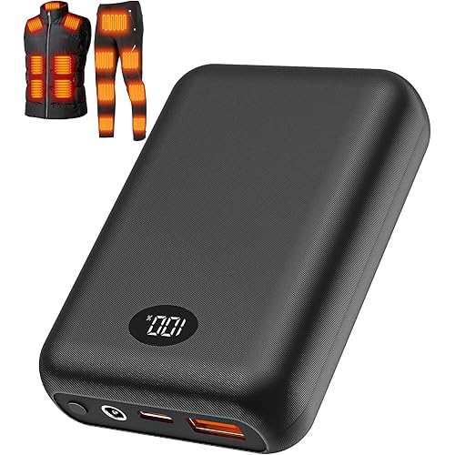 16000mAh Heated Vest Battery Pack Compatible with ORORO and Venustas, 7.4V Battery Pack for Heated Vest with 2 Adapter Cable, Power Bank for Heated Vest, Jacket, Pants(No for 5V Heated Devices)