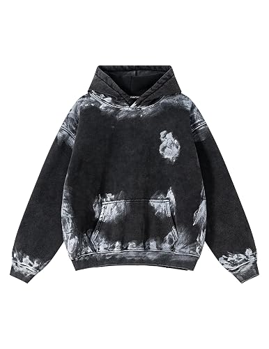 Vamtac Graphic Hoodie Acid Wash Men Oversized Graffiti Hoodies Heavyweight