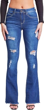 YMI Womens YMI Jeans Junior Wannabettabut High Rise Super Flare Denim Jeans
