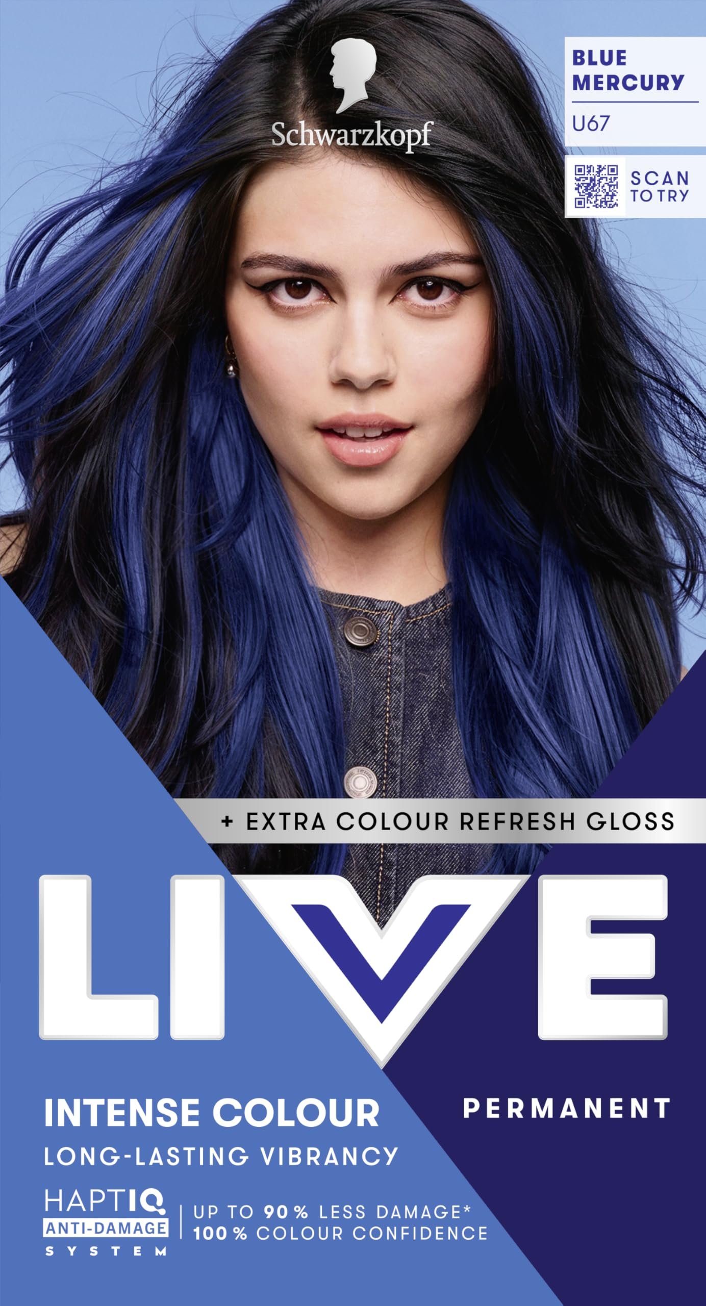 Live Unisex Blue Mercury Schwarzkopf U67 Permanent Hair Dye