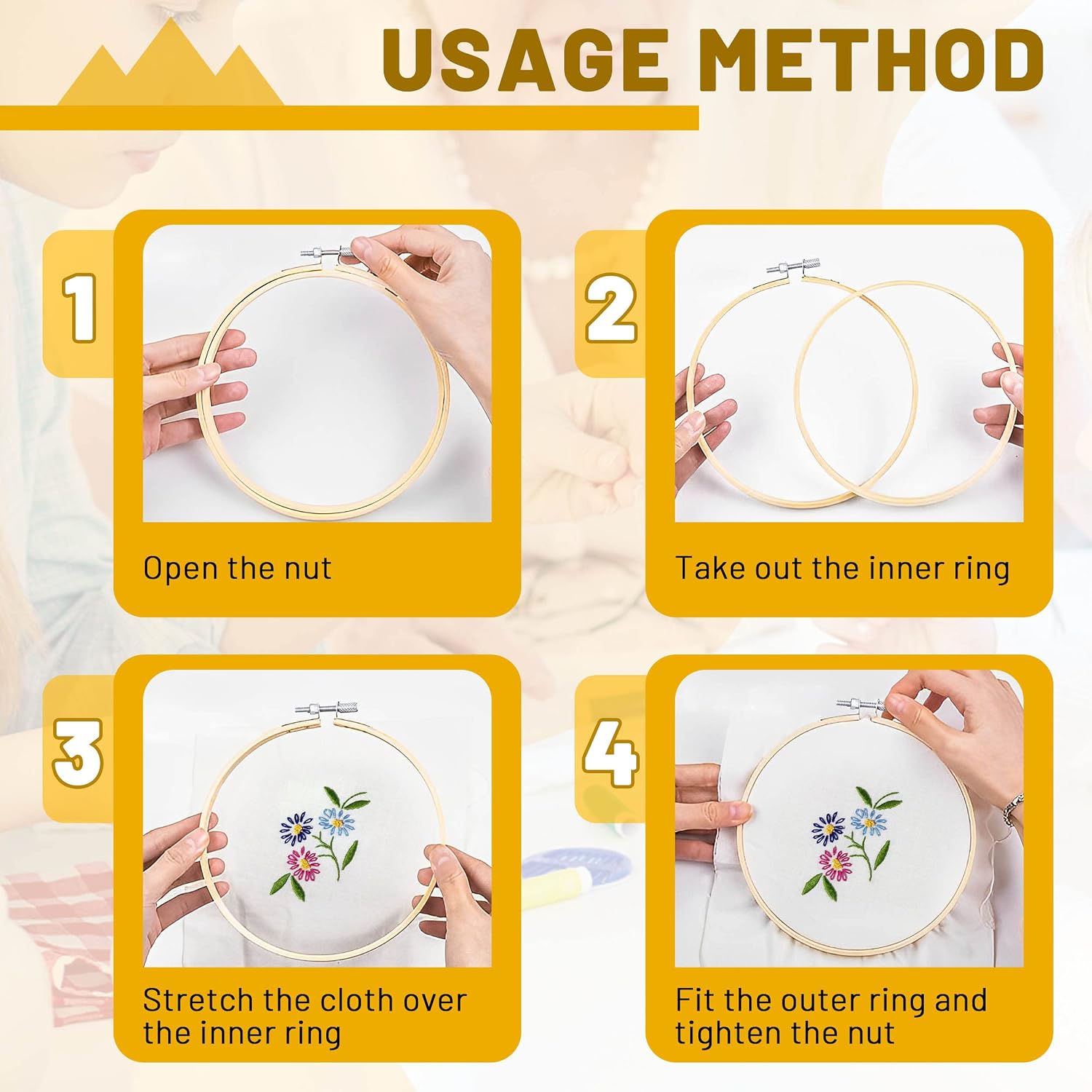 GIEMSON Embroidery Hoop 3 Inch 12 Pieces Small Embroidery Hoops Bamboo Circle Cross Stitch Hoop for Embroidery Art Craft Sewing