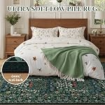 5x7 Area Rugs Living Room Rug - Floral Vintage Morris-Inspired Washable Carpet, Low Pile Non-Shedding Stain Resistance Boho Soft Carpet for Bedroom, Dining Room, Office, Farmhouse (5'x7' Dark Green)