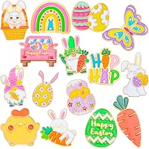 SANNIX 15Pcs Easter Pins, Easter Enamel Lapel Pins Assorted Bunny Eggs Carrot Butterfly Badge Brooches for Backpacks Bags Hats Accessories Party Favor