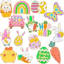 SANNIX 15Pcs Easter Pins, Easter Enamel Lapel Pins Assorted Bunny Eggs Carrot Butterfly Badge Brooches for Backpacks Bags Hats Accessories Party Favor