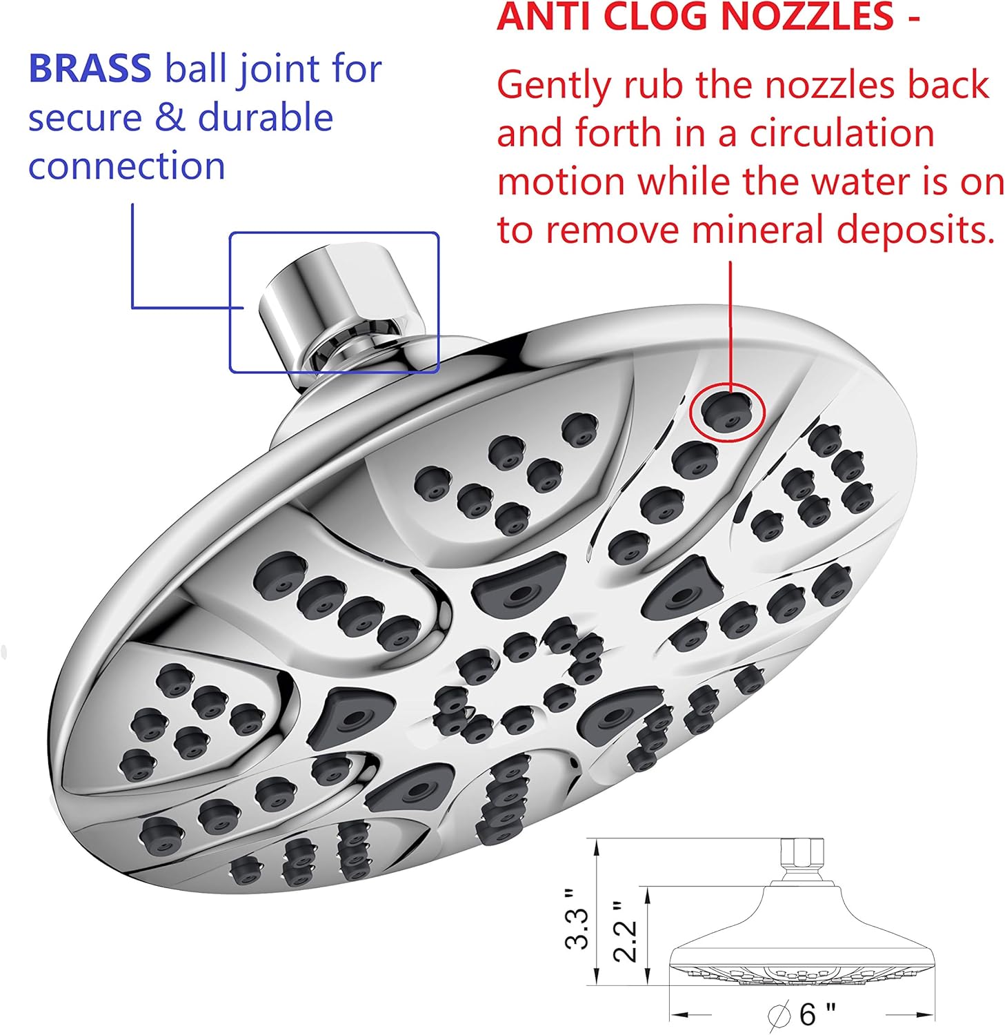Onе-Dау Sаlе: Uр tо 80% оƒƒ Ana Bath Anti-Clog 6 Wide 30-Setting Rain Shower with Handheld Shower Head Combo + 5 ft Shower Hose with Brass Connectors (Chrome)