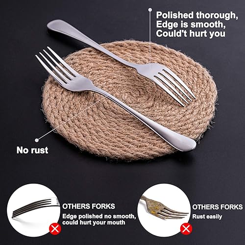 Miniatura 4 de Juego de 24 tenedores de cena, tenedores de acero inoxidable de grado alimenticio, tenedores de cubiertos, tenedores de metal para el hogar, cocina