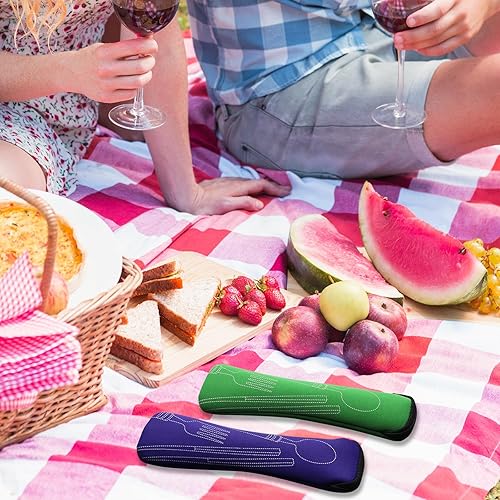 Miniatura 6 de Morcte Juego de cubiertos de 12 piezas de acero inoxidable para viajes, camping, cubiertos con cuchara y tenedor, servicio para 4