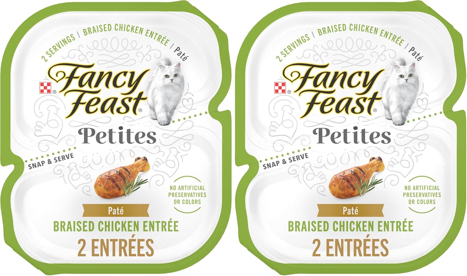 Fancy Feast Purina Petites Braised Chicken Entrée Gourmet Wet Cat Food Pate - 2.8 oz. Tubs,(Pack of 24)