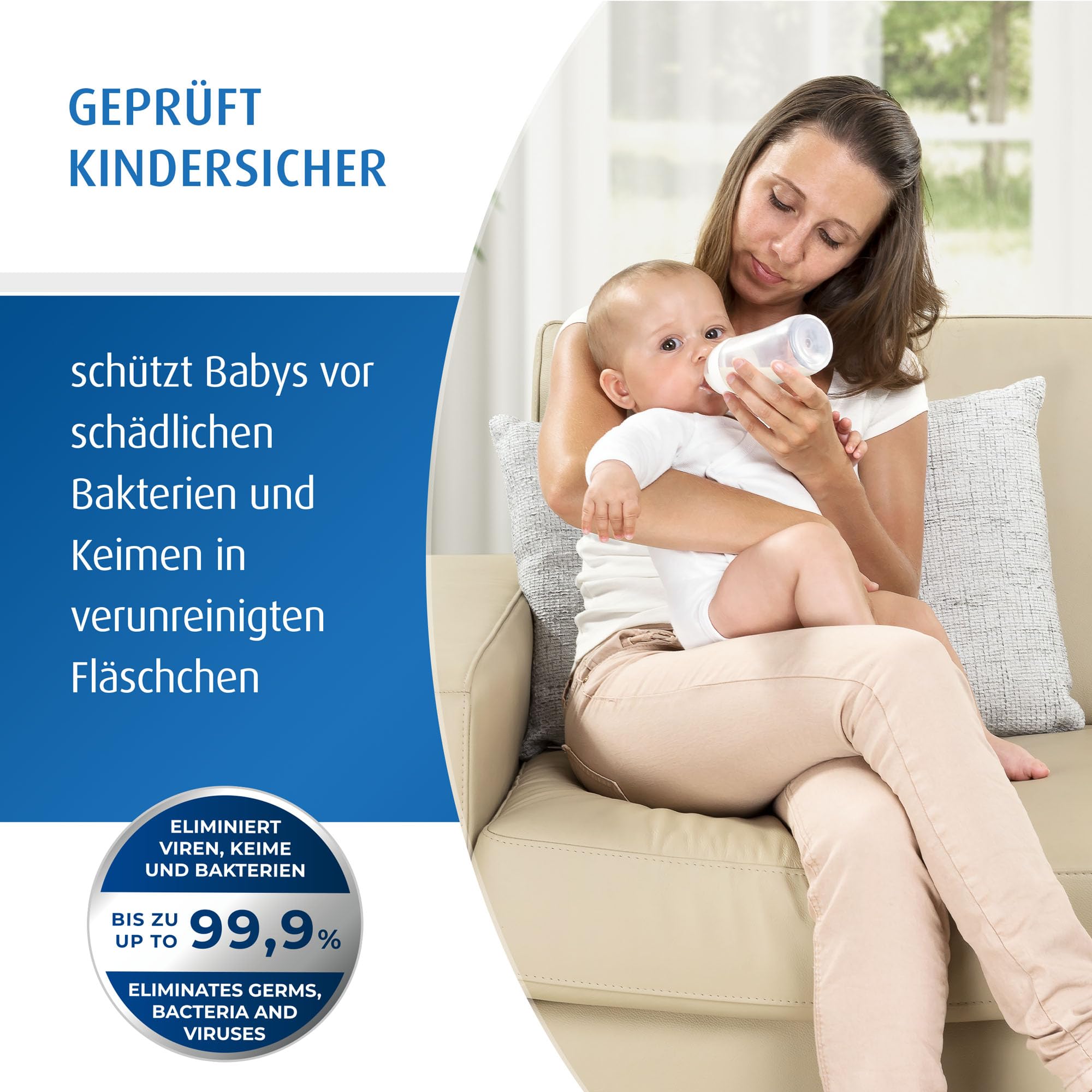 reer VapoDryS Vaporisator | Babyflaschen Sterilisator mit Trocknungsfunktion, Dampfsterilisator für bis zu 5 Flaschen, Desinfektion und Trocknung von Babyfläschchen und Zubehör ohne Chemikalien