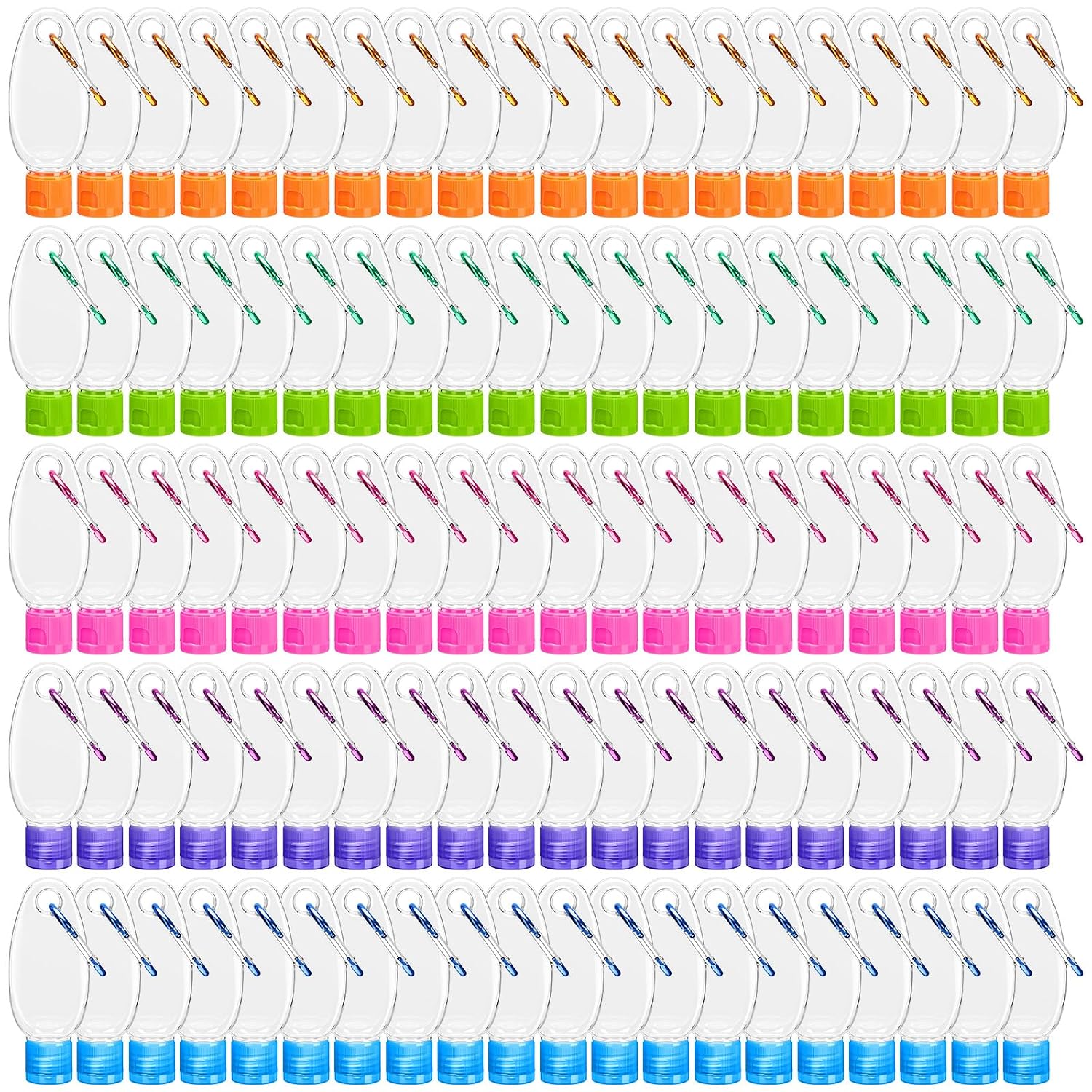 Yalikop 100 Pcs Hand Sanitizer Keychain Bottles 1 oz, Colorful
