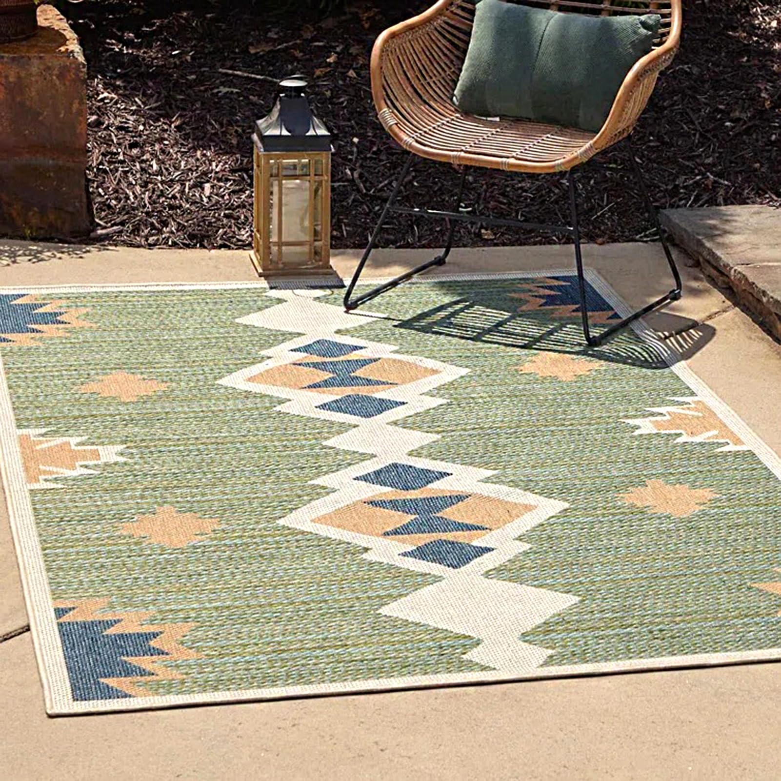 HGTRH Garden Rugs Outdoor Waterproof 200 X 300 Extra Large, Outdoor Rugs for Garden Waterproof Rectangle, Outside Carpet for Patio Wood Deck Features Geometric Motifs, Anti-Slide Indoor Outdoor Rugs — image 1
