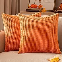 EMEMA Federe Granulari Piccole per Cuscini Fodere Copricuscini Decorativi Morbidi Quadrati per Divano Lettoin Misto Poliestere Moderna e Elegante Camera da Letto Soggiorno 2 Pezzi 40x40cm Arancione