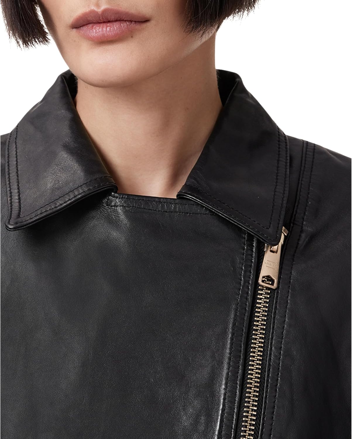 AllSaints womens Vela Leather Biker Jacket - Image 3
