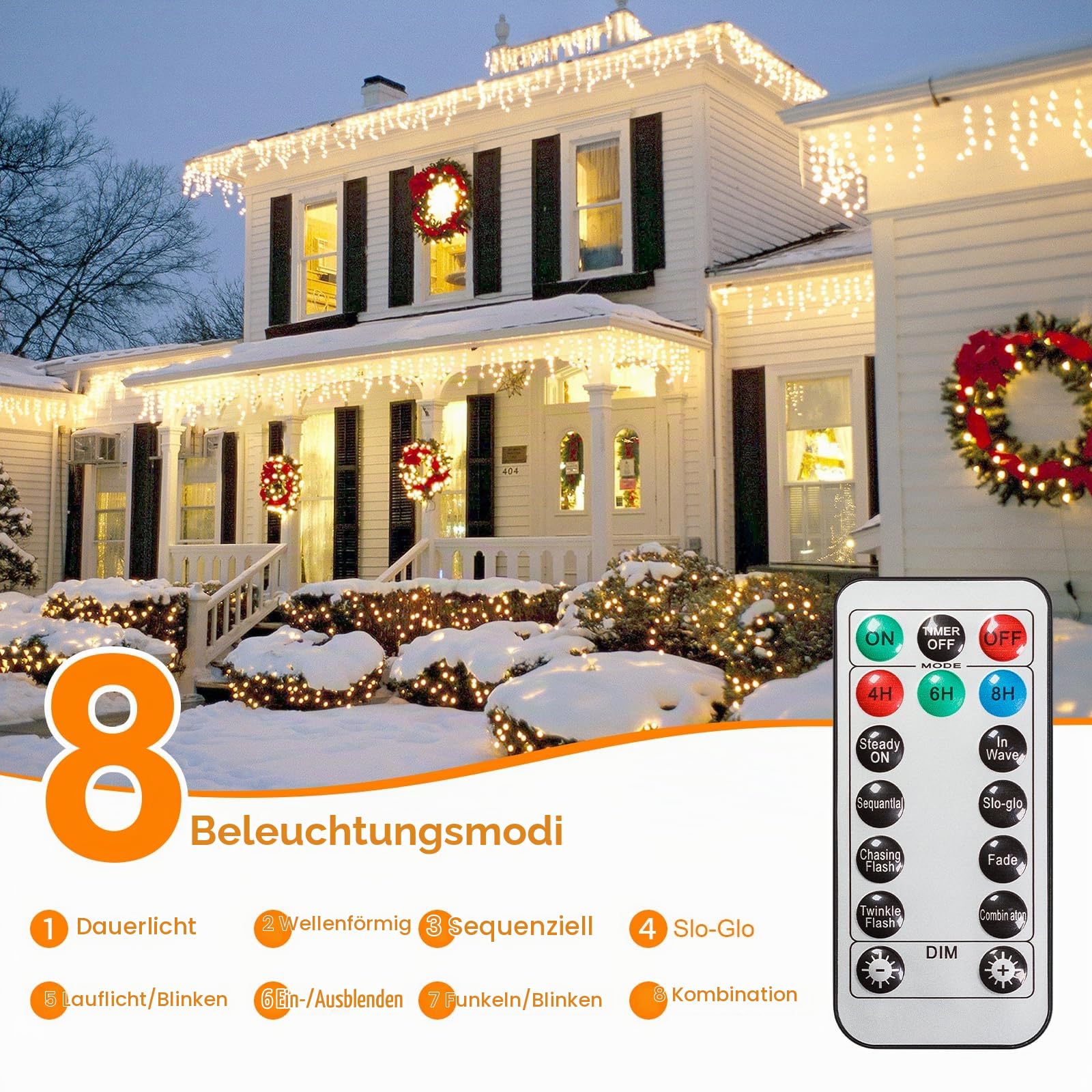 LED Lichterkette Außen 60M 600 LED Warm weiß, Timer & Fernbedienung | 8 Lichtmodi, 4 Helligkeitsstufen und 3 Timerfunktionen – ideal für Weihnachten, Hochzeiten,Partys, Garten & Balkon