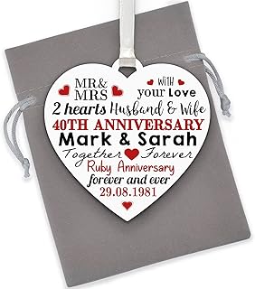 PERSONALISED 40th Ruby Wedding Anniversary Gifts - Printed 40th Wedding Anniversary Gift for Husband, Wife, Mum, Dad, Grandparents - ANY ANNIVERSARY - 1st, 10th, 25th, 30th, 40th, 50th - With Grey Bag